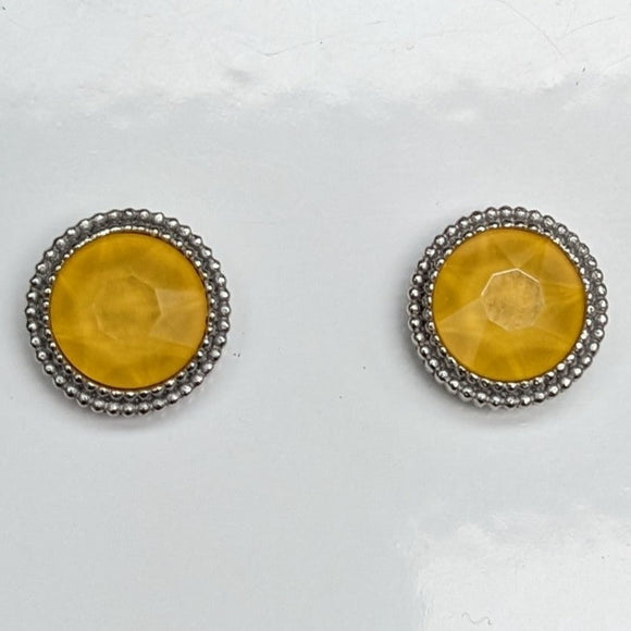 Qudo Steel 10mm Fabero Flat Earrings In Buttercup