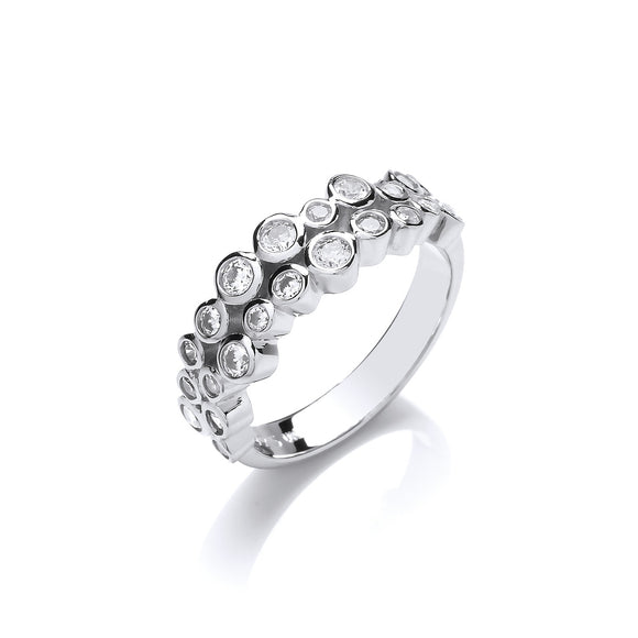 Sterling Silver Cubic Zirconia Bubbles Ring
