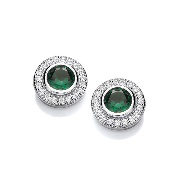 Sterling Silver Glitzy Girl Emerald Cubic Zirconia Earrings