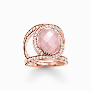 Thomas Sabo Rose Gold Rose Quartz & Cubic Zirconia Cocktail Ring