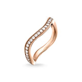 Thomas Sabo Rose Gold & Cubic Zirconia Wave Band Ring