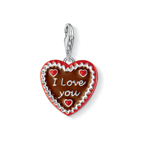 Thomas Sabo Silver Gingerbread Heart I Love You Charm