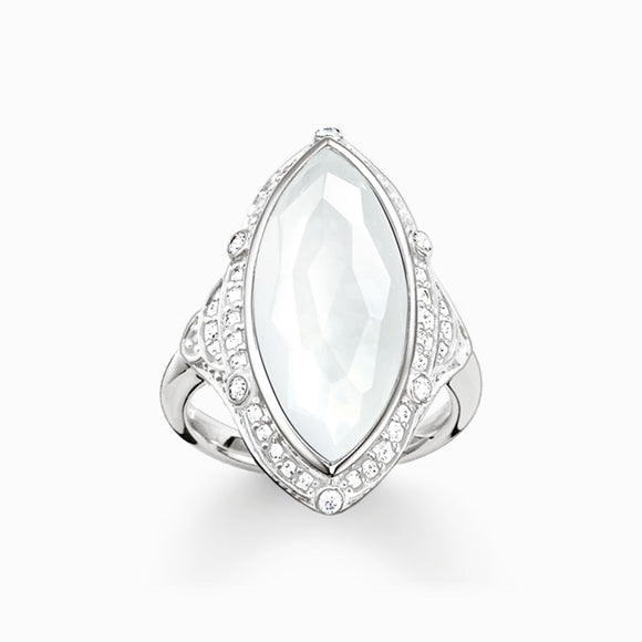 Thomas Sabo Sterling Silver Milky Quartz Marquise Cocktail Ring
