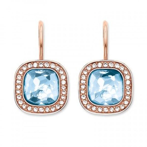 Thomas Sabo Sterling Silver Rose Gold Plated Synthetic Spinel & Cubic Zirconia Drop Earrings