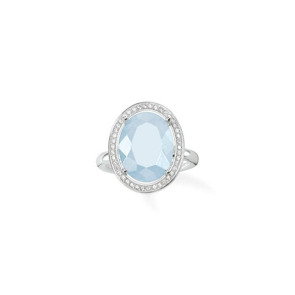 Thomas Sabo Sterling Silver Milky Blue Stone Ring