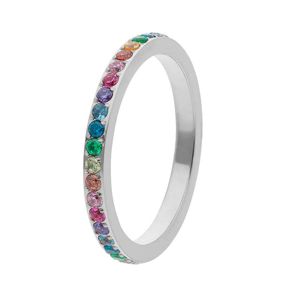 Qudo Silver Fine Multi-coloured Eternity Ring
