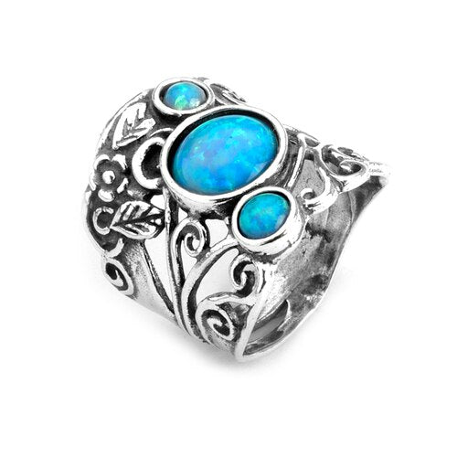 One of a Kind Fire Opal Silver Ring No:1 | Boutique Ottoman Exclusive