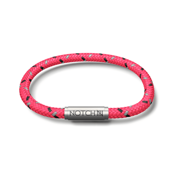 Notch Pink Cord Bracelet With Steel Clasp
