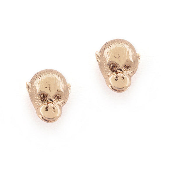 Bill Skinner Orangutan Head Rose Gold Tone Earrings